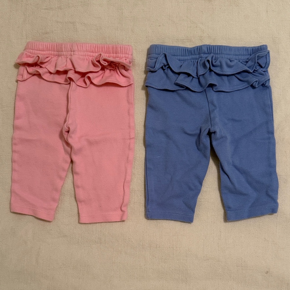 Ruffle back Pink and Blue Pants 0-3 months